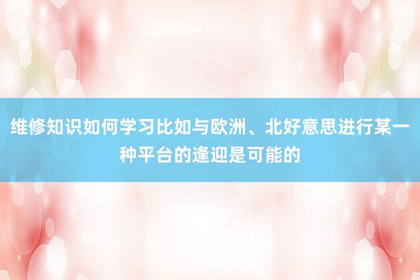 维修知识如何学习比如与欧洲、北好意思进行某一种平台的逢迎是可能的