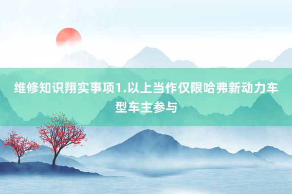 维修知识翔实事项1.以上当作仅限哈弗新动力车型车主参与