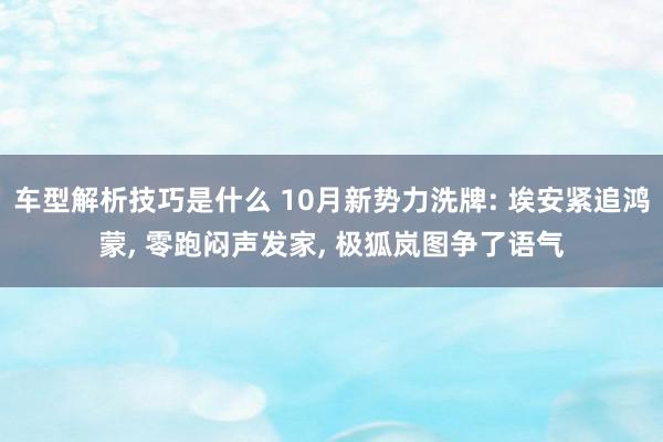 车型解析技巧是什么 10月新势力洗牌: 埃安紧追鸿蒙, 零跑闷声发家, 极狐岚图争了语气