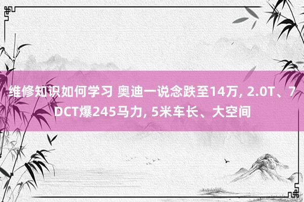 维修知识如何学习 奥迪一说念跌至14万, 2.0T、7DCT爆245马力, 5米车长、大空间