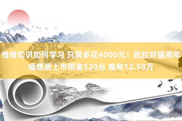 维修知识如何学习 只需多花4000元！欧拉好猫周年缅想版上市限量520台 唯有12.98万