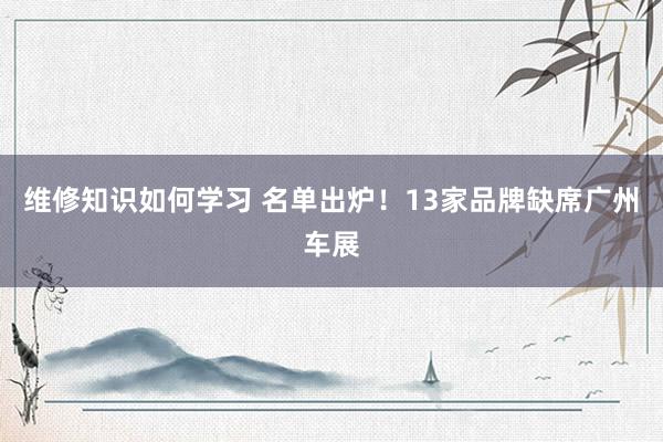 维修知识如何学习 名单出炉！13家品牌缺席广州车展