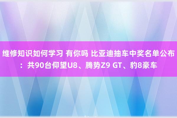 维修知识如何学习 有你吗 比亚迪抽车中奖名单公布：共90台仰望U8、腾势Z9 GT、豹8豪车