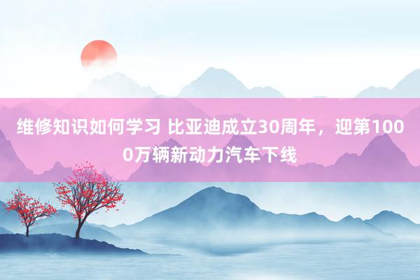 维修知识如何学习 比亚迪成立30周年，迎第1000万辆新动力汽车下线