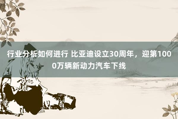 行业分析如何进行 比亚迪设立30周年，迎第1000万辆新动力汽车下线