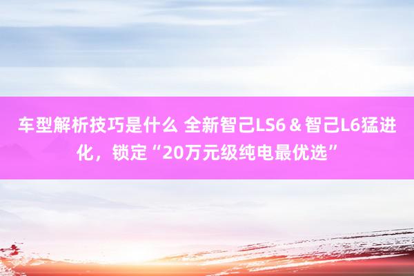 车型解析技巧是什么 全新智己LS6＆智己L6猛进化，锁定“20万元级纯电最优选”