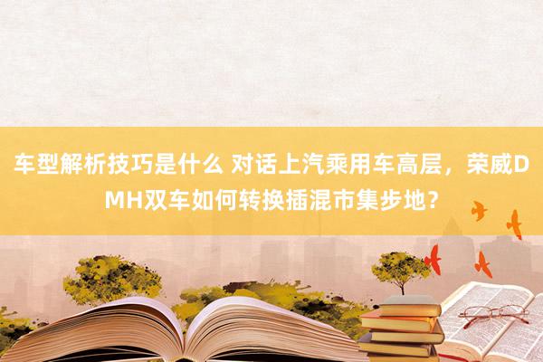 车型解析技巧是什么 对话上汽乘用车高层，荣威DMH双车如何转换插混市集步地？