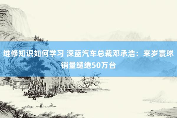 维修知识如何学习 深蓝汽车总裁邓承浩：来岁寰球销量缱绻50万台