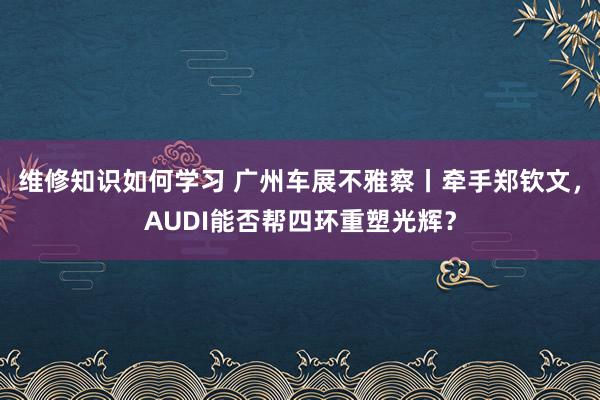 维修知识如何学习 广州车展不雅察丨牵手郑钦文，AUDI能否帮四环重塑光辉？