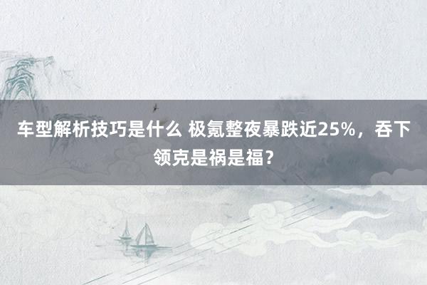 车型解析技巧是什么 极氪整夜暴跌近25%，吞下领克是祸是福？