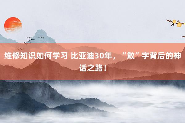 维修知识如何学习 比亚迪30年，“敢”字背后的神话之路！