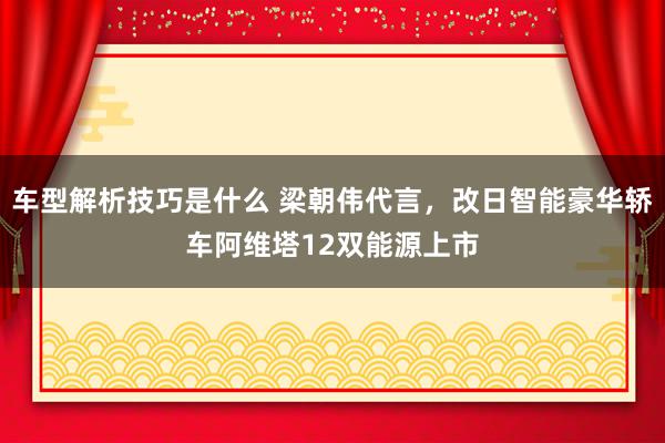 车型解析技巧是什么 梁朝伟代言，改日智能豪华轿车阿维塔12双能源上市