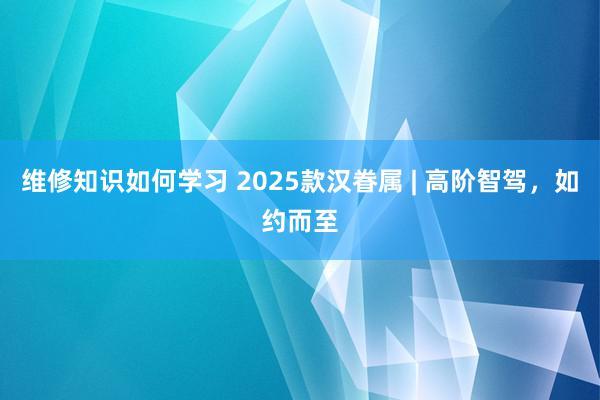 维修知识如何学习 2025款汉眷属 | 高阶智驾，如约而至