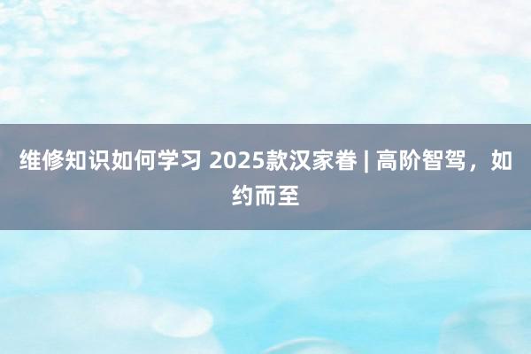 维修知识如何学习 2025款汉家眷 | 高阶智驾，如约而至