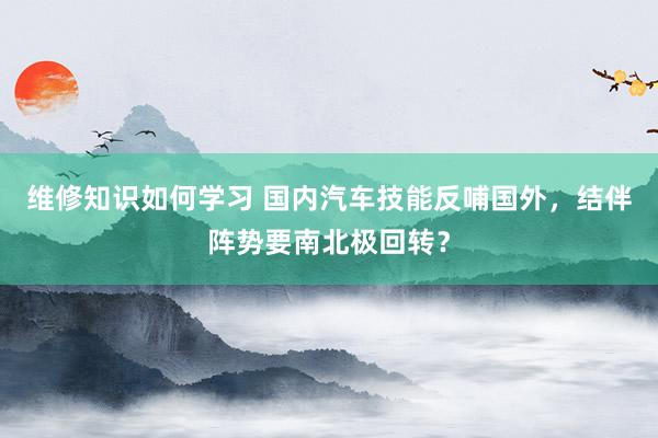 维修知识如何学习 国内汽车技能反哺国外，结伴阵势要南北极回转？