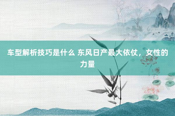 车型解析技巧是什么 东风日产最大依仗，女性的力量