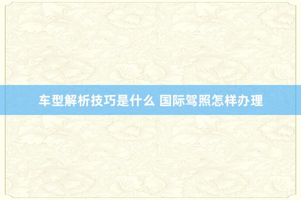 车型解析技巧是什么 国际驾照怎样办理