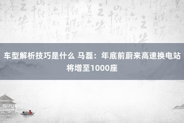 车型解析技巧是什么 马磊：年底前蔚来高速换电站将增至1000座