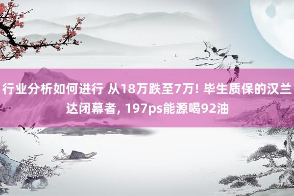 行业分析如何进行 从18万跌至7万! 毕生质保的汉兰达闭幕者, 197ps能源喝92油