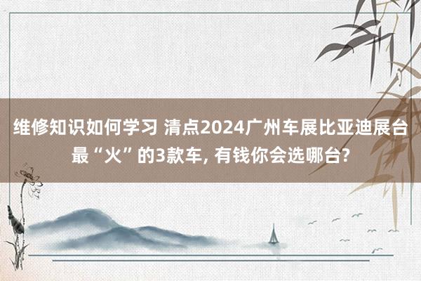 维修知识如何学习 清点2024广州车展比亚迪展台最“火”的3款车, 有钱你会选哪台?