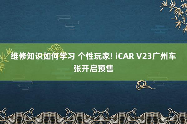 维修知识如何学习 个性玩家! iCAR V23广州车张开启预售