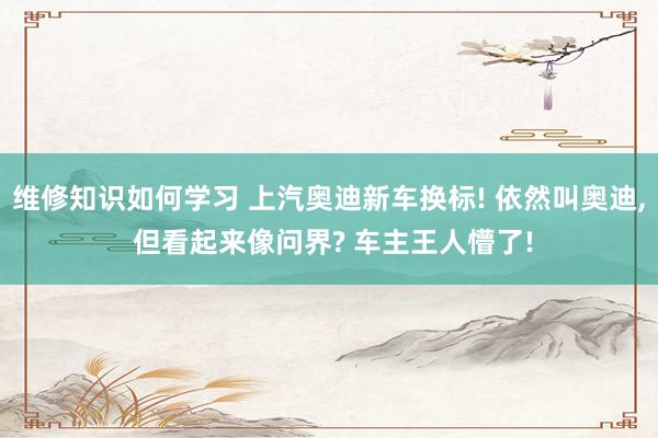 维修知识如何学习 上汽奥迪新车换标! 依然叫奥迪, 但看起来像问界? 车主王人懵了!