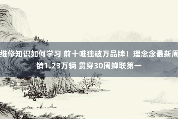 维修知识如何学习 前十唯独破万品牌！理念念最新周销1.23万辆 贯穿30周蝉联第一