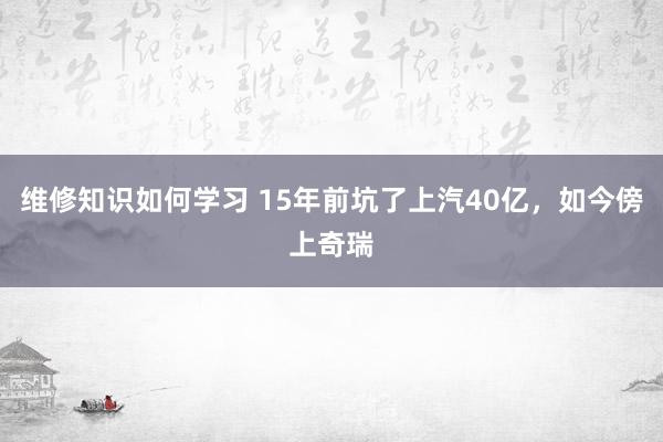 维修知识如何学习 15年前坑了上汽40亿，如今傍上奇瑞