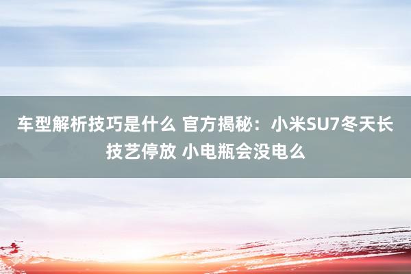 车型解析技巧是什么 官方揭秘：小米SU7冬天长技艺停放 小电瓶会没电么