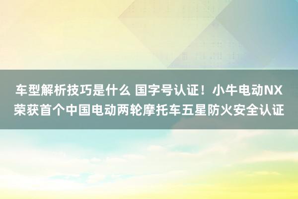 车型解析技巧是什么 国字号认证！小牛电动NX荣获首个中国电动两轮摩托车五星防火安全认证