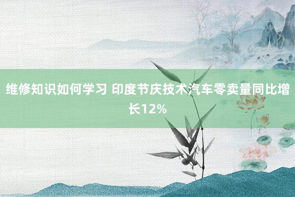 维修知识如何学习 印度节庆技术汽车零卖量同比增长12%