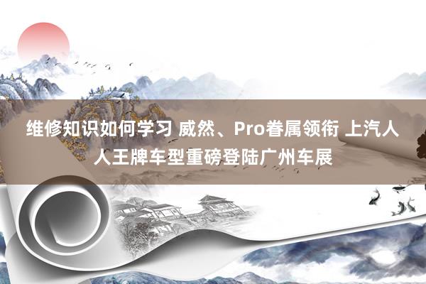 维修知识如何学习 威然、Pro眷属领衔 上汽人人王牌车型重磅登陆广州车展