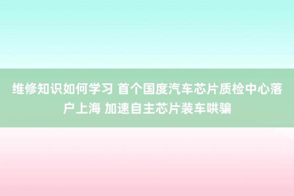 维修知识如何学习 首个国度汽车芯片质检中心落户上海 加速自主芯片装车哄骗