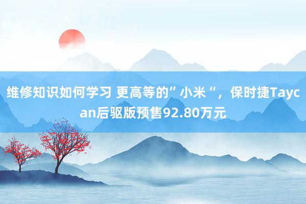 维修知识如何学习 更高等的”小米“，保时捷Taycan后驱版预售92.80万元