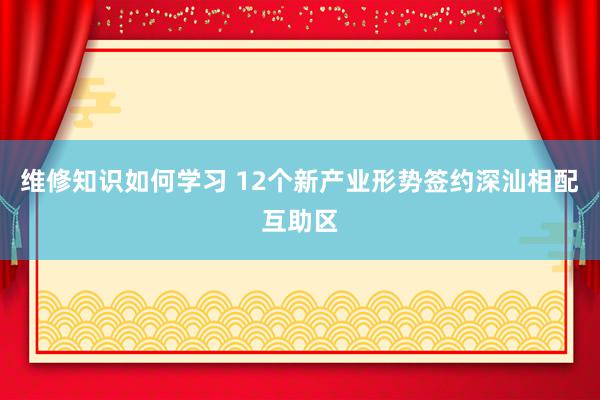 维修知识如何学习 12个新产业形势签约深汕相配互助区