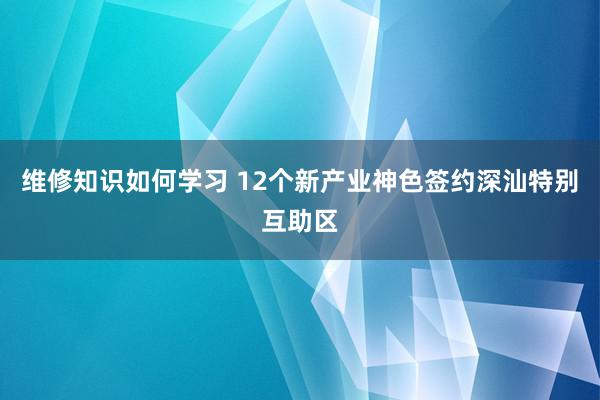 维修知识如何学习 12个新产业神色签约深汕特别互助区