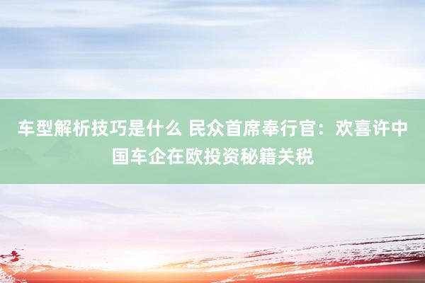 车型解析技巧是什么 民众首席奉行官：欢喜许中国车企在欧投资秘籍关税