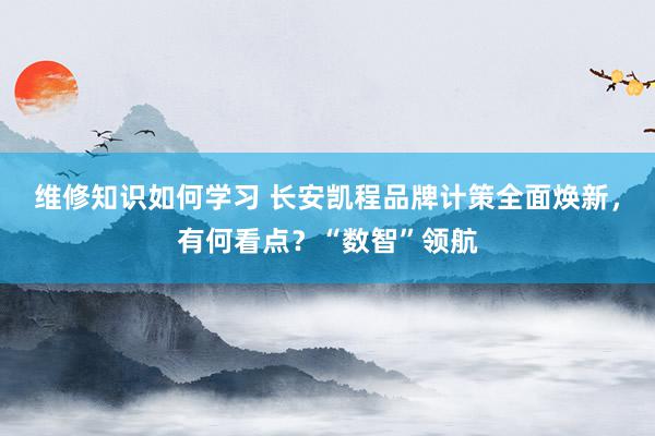 维修知识如何学习 长安凯程品牌计策全面焕新，有何看点？“数智”领航